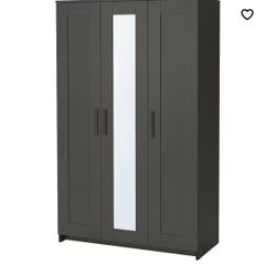 Wardrobe With Mirror, Shelving, And Hanging