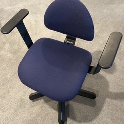 Roller Desk/computer Chair, Blue Fabric