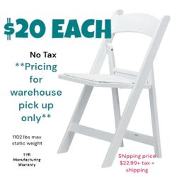 Brand New White Resin Chairs Commercial Grade