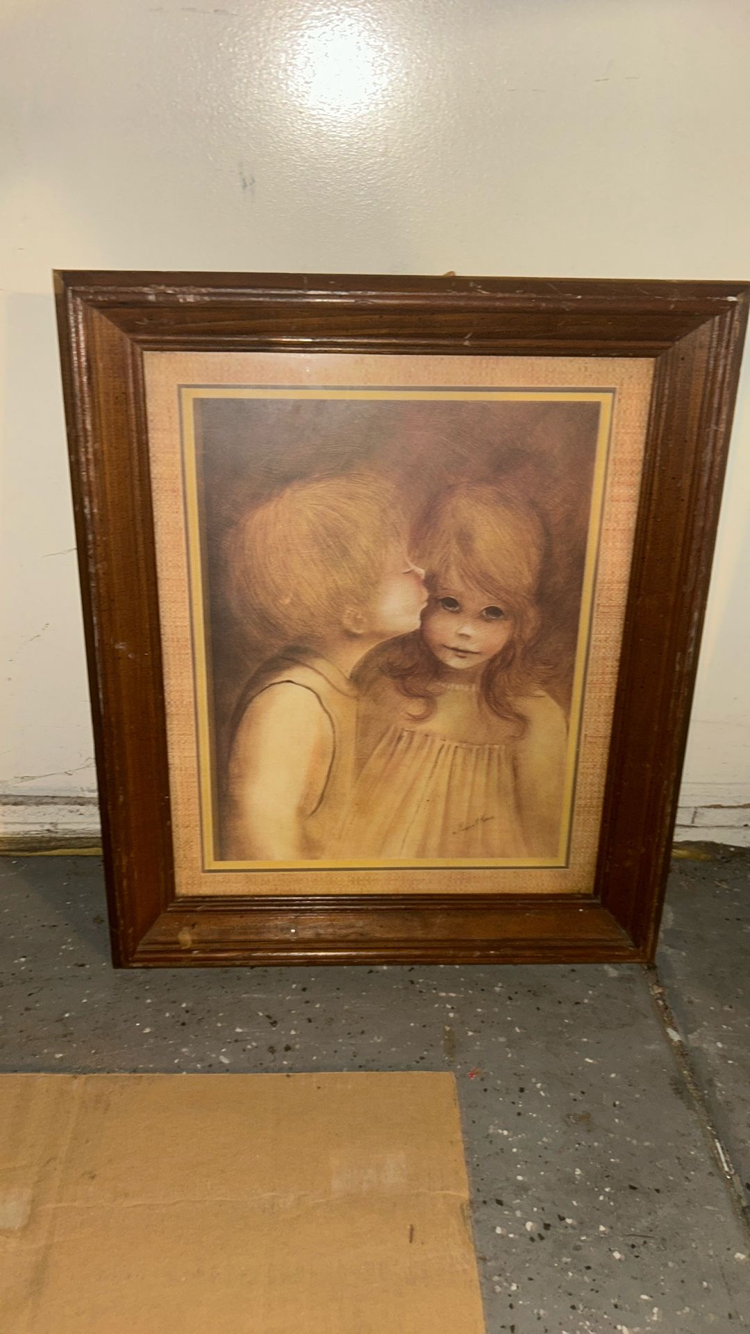 A Little Kiss painting - by Margaret Kane 20 1/2” X 17 1/2”- framed print