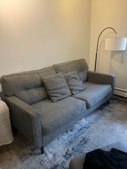 Gray Tufted Fabric Sofa