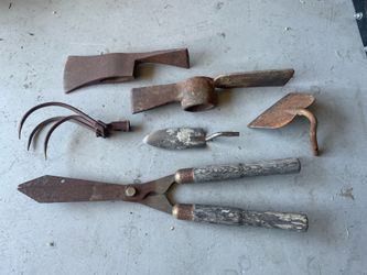 Vintage tools, for use, display, yard art.