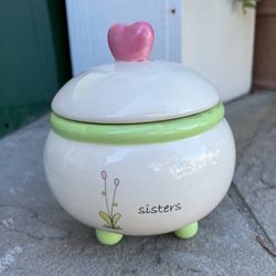 Sisters candle with Pink Heart 💖 on top