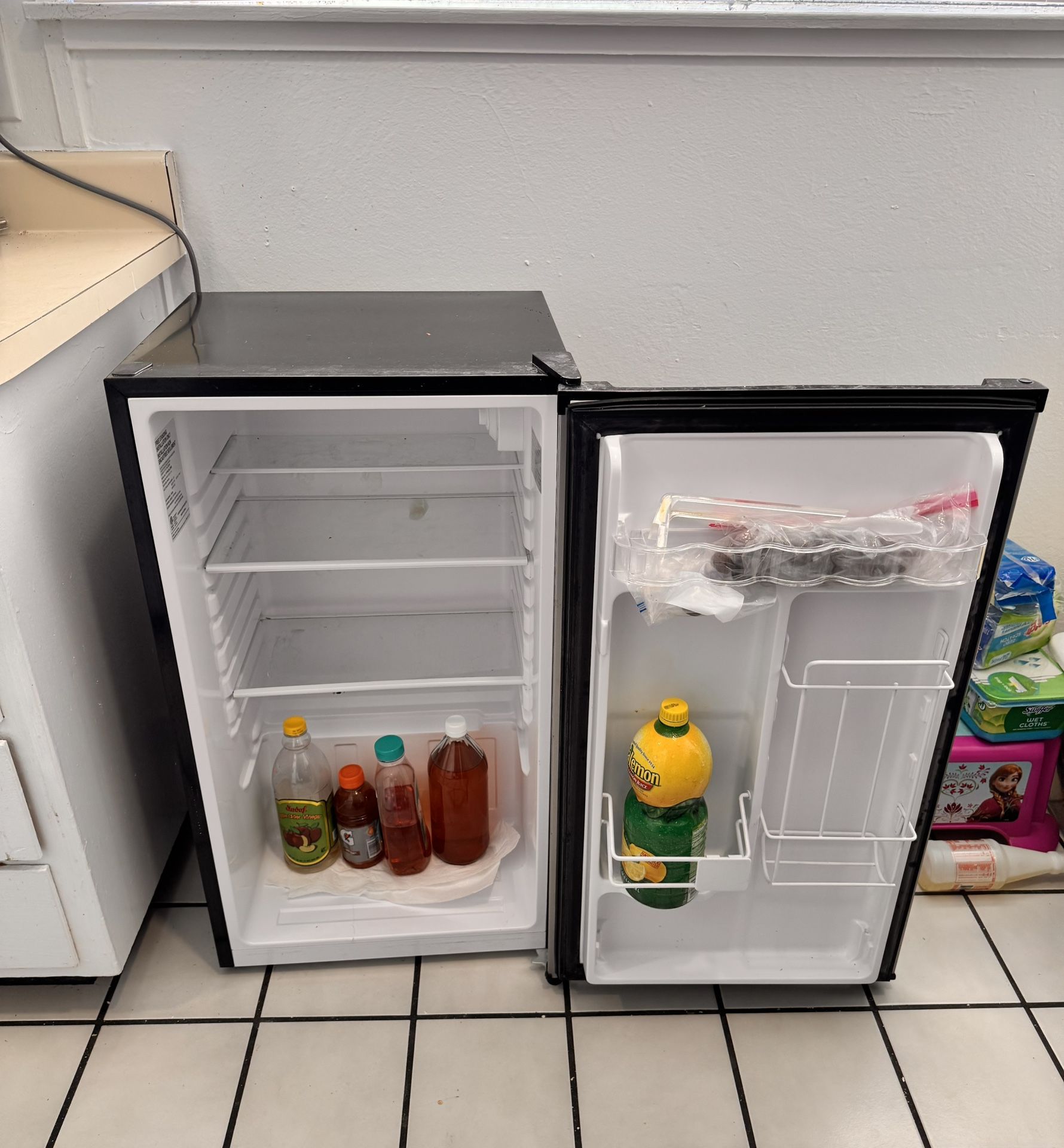 Frigidaire Compact Mini Fridge in stainless steel finish.