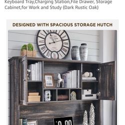 T4TREAM 59" Farmhouse Executive Desk with Hutch