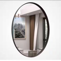 PRIMEPLUS 22 in. W x 30 in. H Medium Oval Mirrors Metal Framed Wall Mirrors Bathroom Mirror Vanity Mirror Accent Mirror in Black