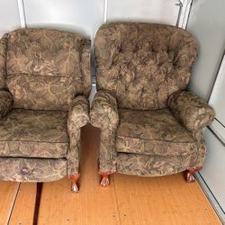 Very nice recliner chairs . no damage , pet free one is bigger $150 for both