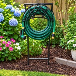 Heavy Duty Metal Rust Resistant Garden Hose Holder Storage Rack Size 43" Tall New Condition 