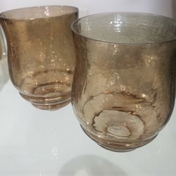 Pair of Rare Vintage Amber Glass /  Oil Or Kerosene Lamp Shades 