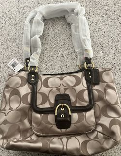 Coach Signature Campbell Belle. New with tags   Color - Khaki and Mahogany 