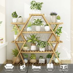 Plant Stand Shelf Indoor 4/5 Tier Tiered Wood Plant Flower Pots Shelves Rack