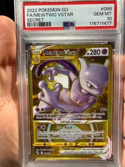 Pokemon TCG 2022 Pokemon GO Mewtwo VSTAR 086/078 Secret Rare Holo PSA 10