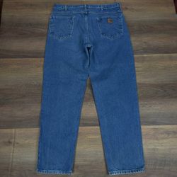 Carhartt Straight Leg Jeans Mens 36x32 Blue Workwear Baggy