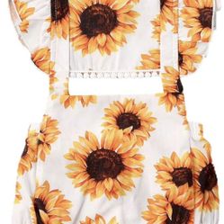 2Pcs Newborn Baby Girl Leopard Ruffles Sleeve Bodysuits Jumpsuit  Clothes Romper (Sunflower, 18-24 Months)