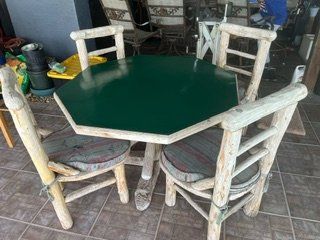 REDUCED Rustic Log Table & Chairs