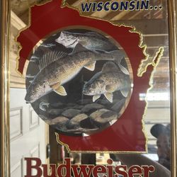 BUDWEISER WISCONSIN FISH MIRROR 1991