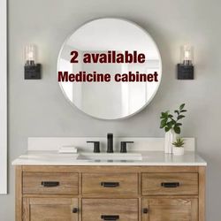 30 in. W x 30 in. H Round Brushed Nickel Medicine Cabinet with Mirror