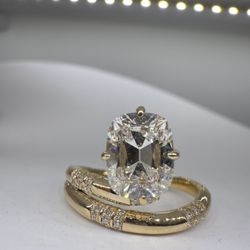 2.23 carat D VVS1 antique cushion lab diamond engagement ring unique band 
