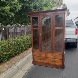 Antique Walnut China Cabinet 