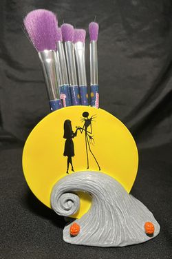 Nightmare Before Christmas Jack & Sally Makeup Brush Set & Holder NWT Thumbnail