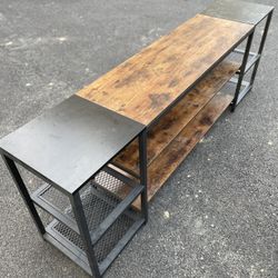 LITTLE TREE 78" 3 Tier TV Stand for TVs up to 85" Console Table Brown