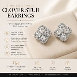 Moissanite Clover Stud Earrings