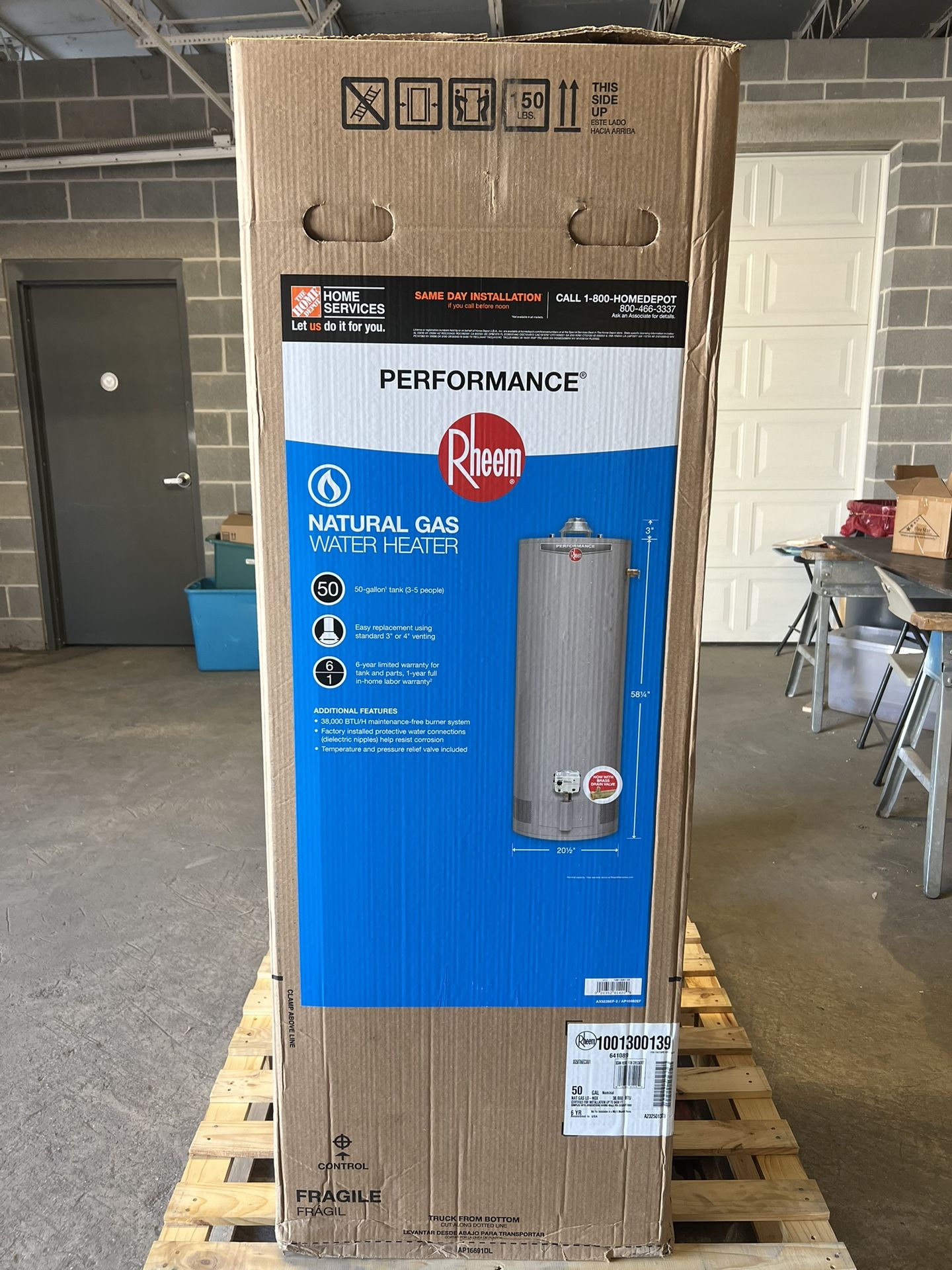 Rheem Performance 50 Gallon Tall Natural Gas Water Heater