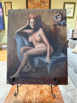 Original Nude Figure Oil Painting on Canvas – Unframed Figurative Studio Art 16” x 20”