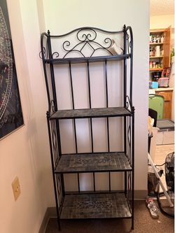 Slate Mosaic Tiles Bakers Rack Folding