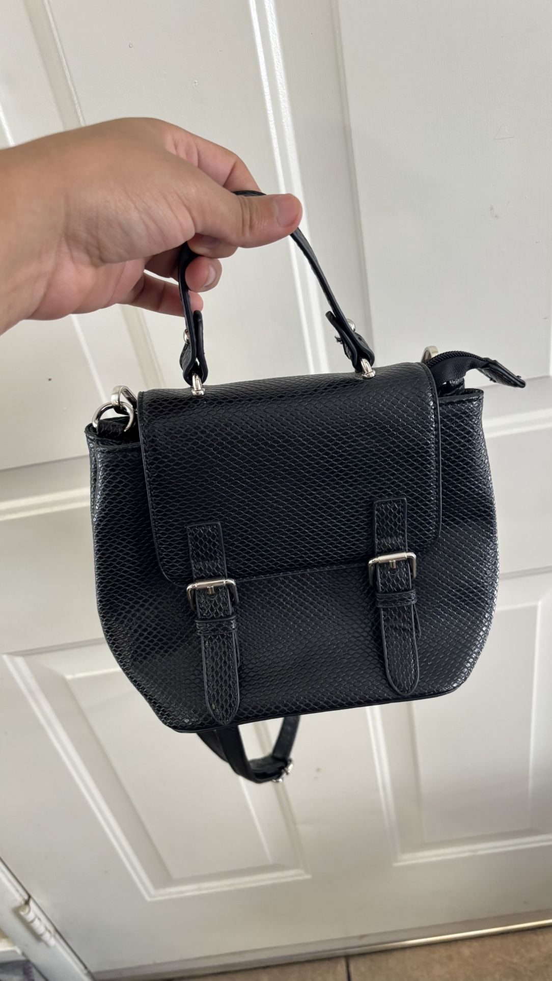 Urban Expressions Black Leather Backpack Purse