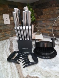 Farberware Knife Block Set with Meat Claws and Chicken Shredder