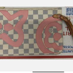 Louis Vuitton Neverfull Damien Tahitienne Pouchette Clutch White Pink Handbag