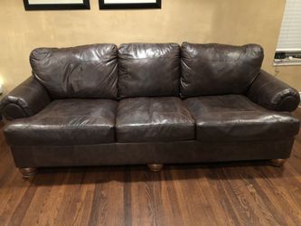 Brown leather couch
