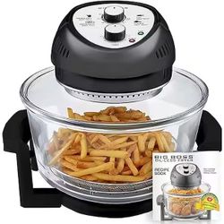 16 Qt. Black Oil-less Air Fryer with Built-In Timer 