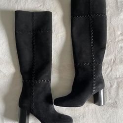 Longchamp Knee-high Cross-Stitched Heeled Boots