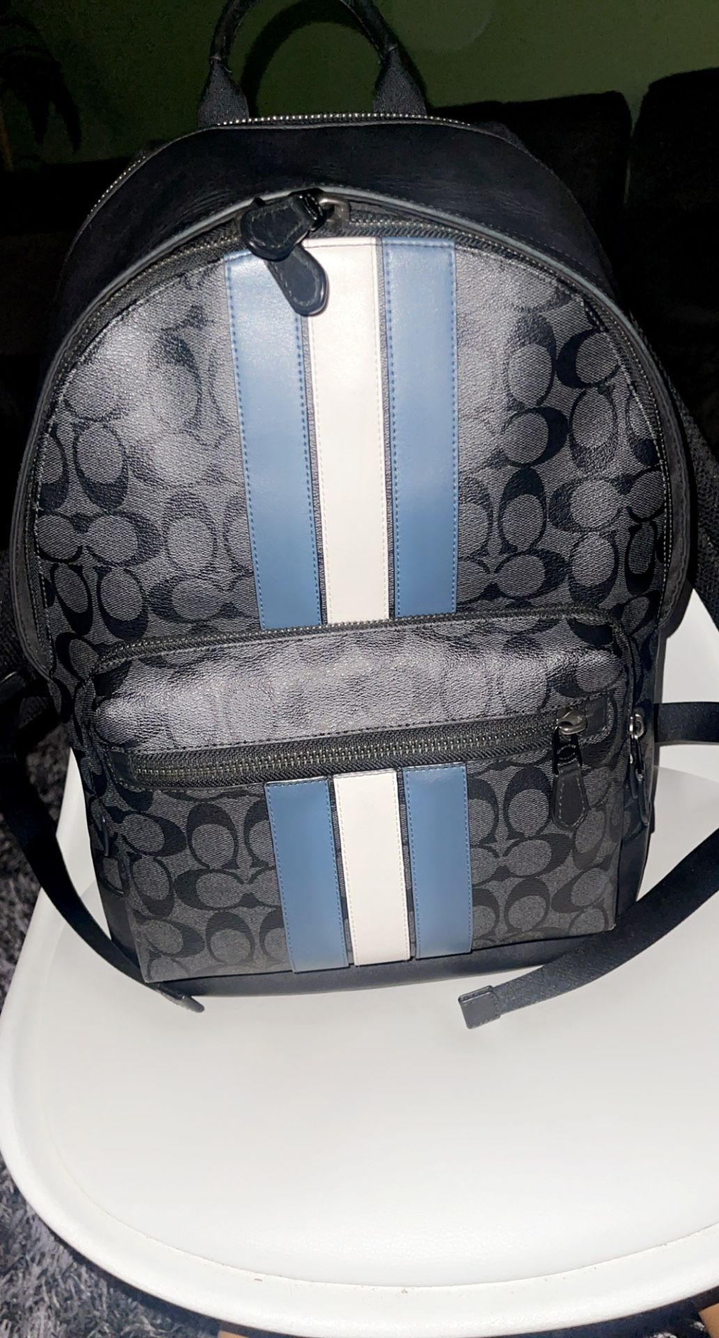 Coach West Backpack In Signature Canvas With Varsity Stripe