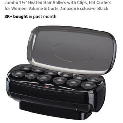 Conair Hot Rollers for Long, Medium & Short Hair, 12 Jumbo 1 ½" Heated Hair Rollers with Clips, Hot Curlers for Women, Volume & Curls, Amazon Exclusiv