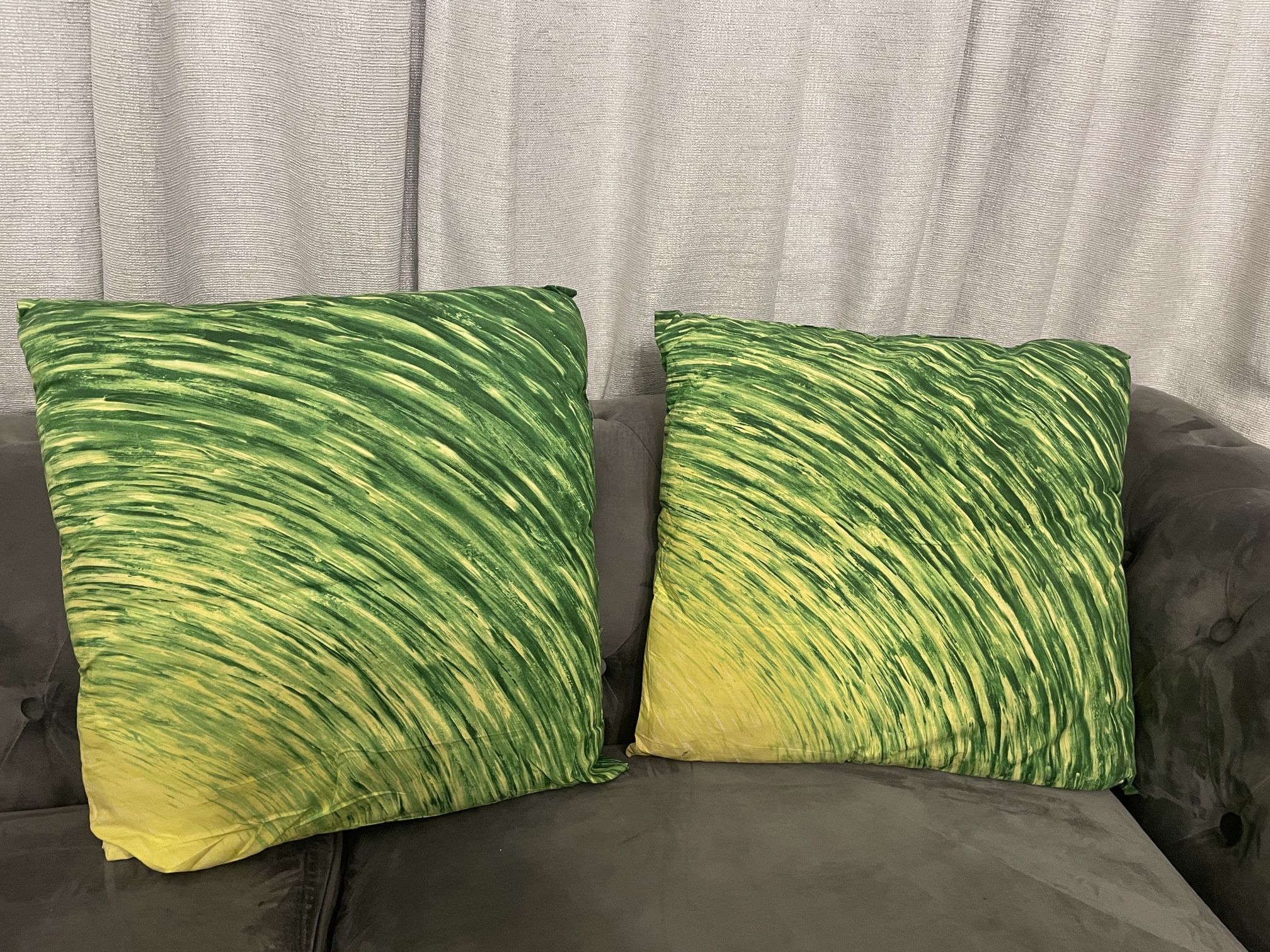 Set of 2 Green Abstract Decorative Throw Pillows