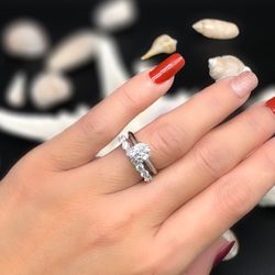 Moissanite Ring Set With Certificate 