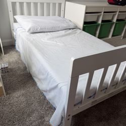 Toddler Bed (White) + Mattress