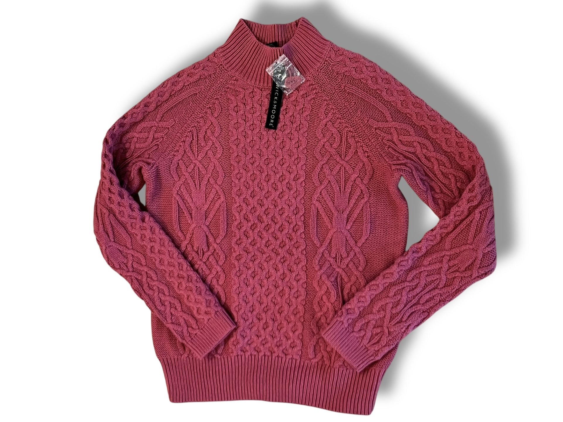 Preswick & Moore Womens long Sleeve Pullover Cable Knit Sweater Rose Pink Size M