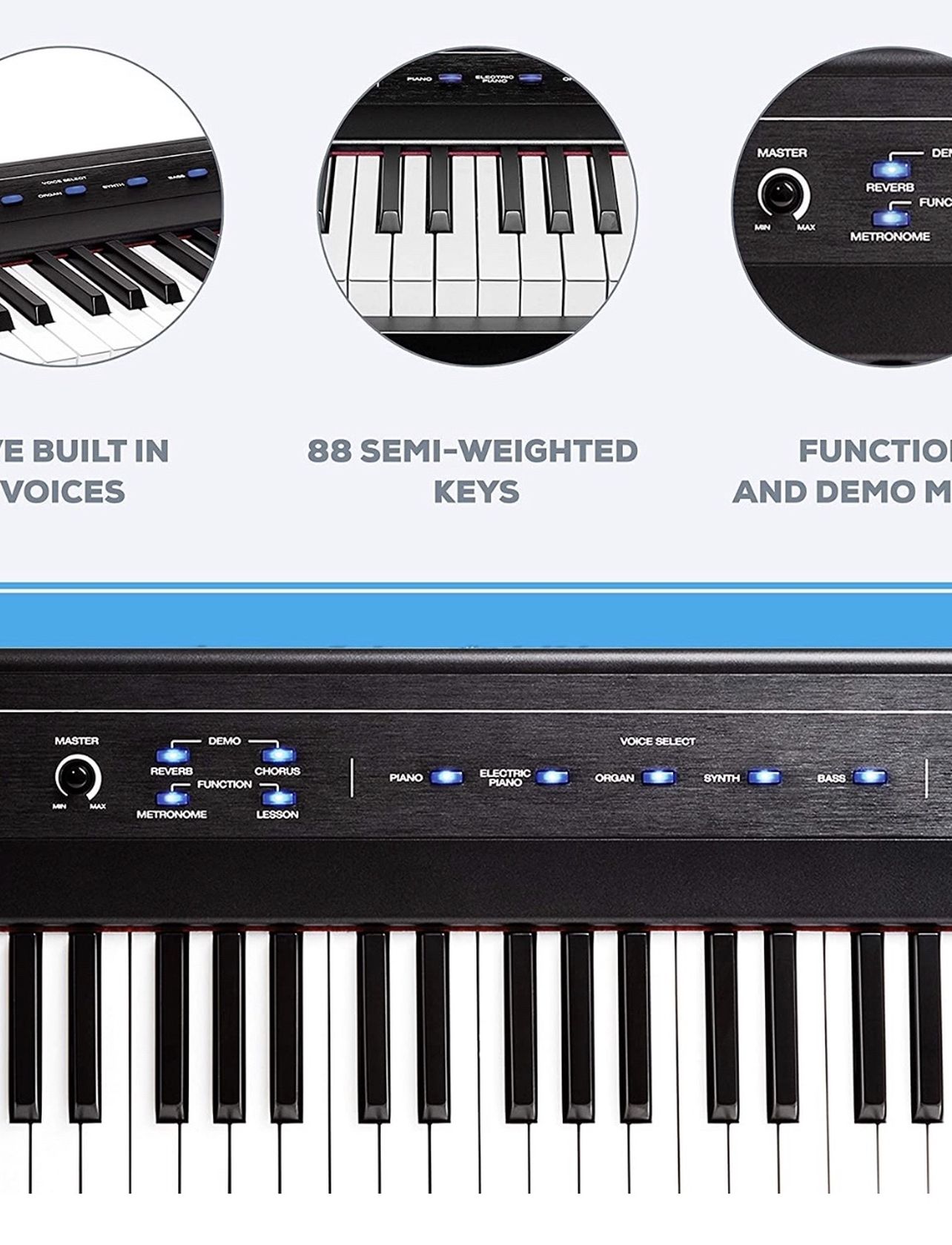 Alesis Recital | 88 Key Beginner Digital Piano / Keyboard with Full Size Semi Weighted Keys