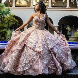 Rose Gold Quinceañera Dress 