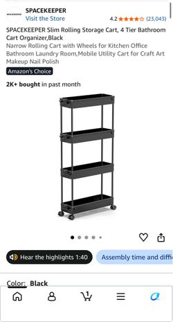 4-Tier Slim Rolling Storage Cart