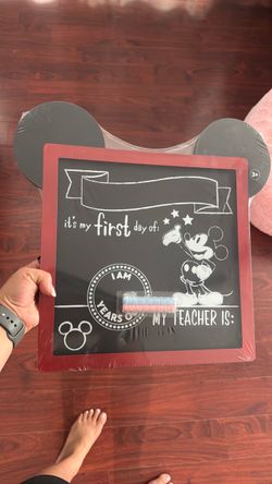 Mickey year Square frame it’s my first day of school sign, chalkboard black and red