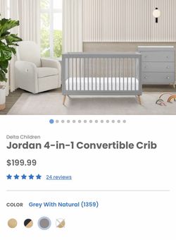 New Grey convertible crib/ Jordan 4-in-1 Convertible Crib