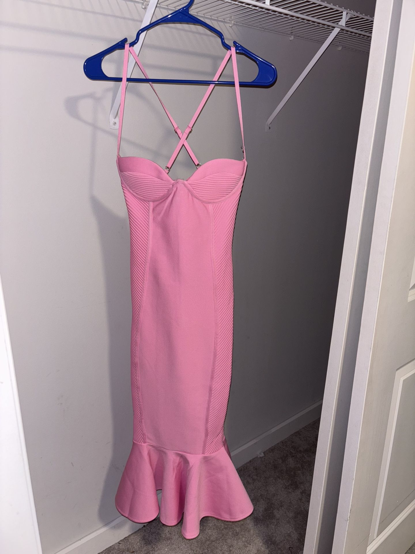 Pink Adjustable Strap Midi Dress Size XS