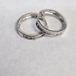 10kt White Gold Small Diamond Hoops