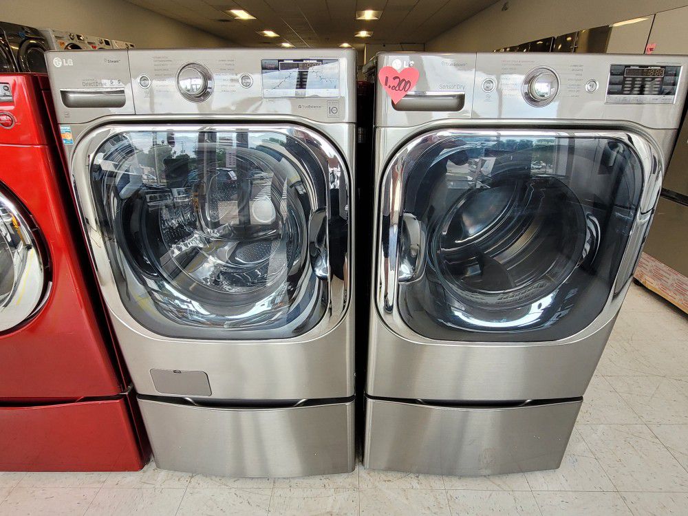 Front Load Washer And Electric Dryer Set With Pedestal Used Good Condition 90days Warranty  From $875 Up To 1,800