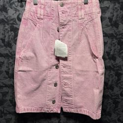 ISABEL MARANT ÉTOILE high-waisted denim skirt in Light Pink Size XS NWT  The Isabel Marant Étoile high-waisted denim skirt in Light Pink is a chic and